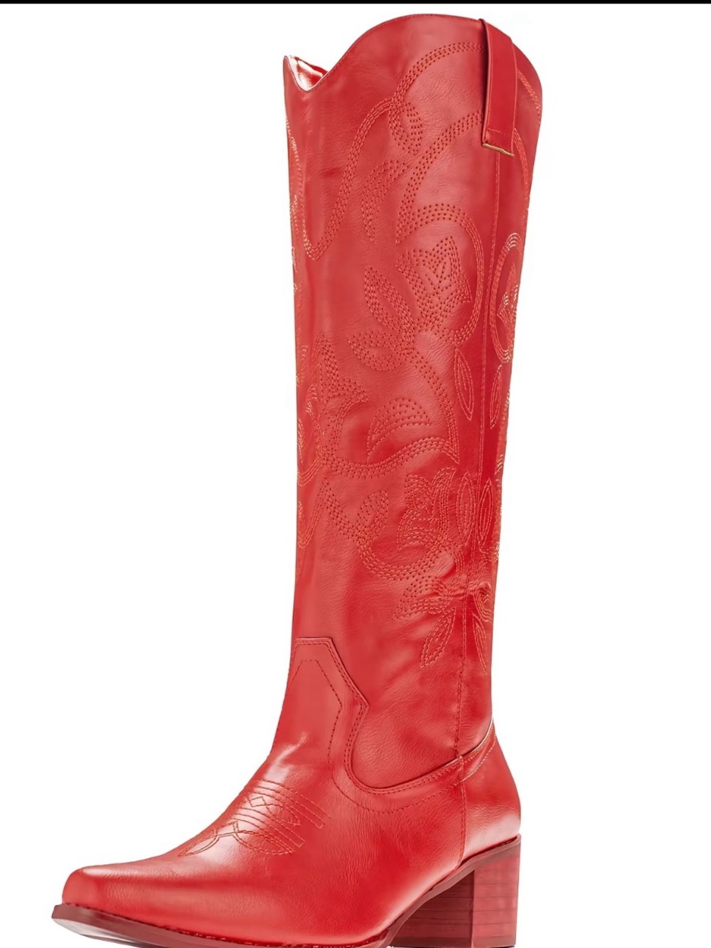 Women Western Cowboy Boots Embroidered Tall Boots new red size 8.5